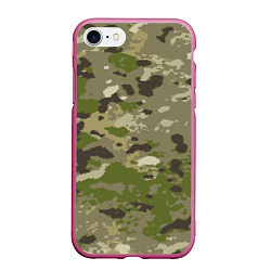 Чехол iPhone 7/8 матовый Камуфляж: болотный, цвет: 3D-малиновый