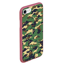 Чехол iPhone 7/8 матовый Камуфляж: лесной, цвет: 3D-малиновый — фото 2