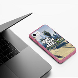 Чехол iPhone 7/8 матовый GRAND THEFT AUTO 5, цвет: 3D-малиновый — фото 2