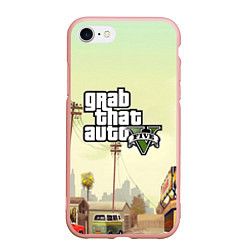 Чехол iPhone 7/8 матовый GTA 5, цвет: 3D-светло-розовый