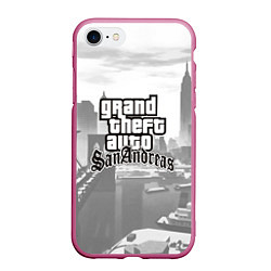 Чехол iPhone 7/8 матовый GTA SanAndreas, цвет: 3D-малиновый