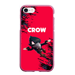 Чехол iPhone 7/8 матовый BRAWL STARS CROW, цвет: 3D-малиновый