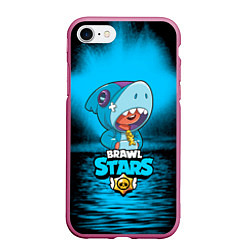 Чехол iPhone 7/8 матовый Brawl stars leon shark, цвет: 3D-малиновый