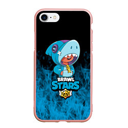Чехол iPhone 7/8 матовый Brawl stars leon shark, цвет: 3D-светло-розовый
