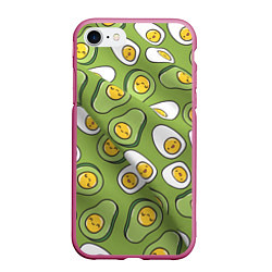Чехол iPhone 7/8 матовый АВАКАДО паттерн, цвет: 3D-малиновый