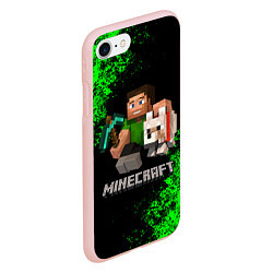 Чехол iPhone 7/8 матовый MINECRAFT, цвет: 3D-светло-розовый — фото 2