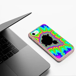Чехол iPhone 7/8 матовый Фрактальная кислотная черная дыра - множество Манд, цвет: 3D-светло-розовый — фото 2