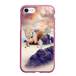 Чехол iPhone 7/8 матовый Sea Sunset Horse, цвет: 3D-малиновый