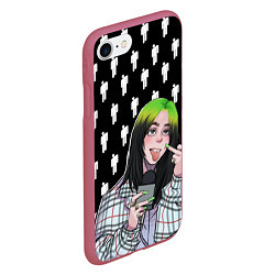 Чехол iPhone 7/8 матовый Billie Eilish, цвет: 3D-малиновый — фото 2