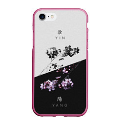 Чехол iPhone 7/8 матовый YinYang, цвет: 3D-малиновый