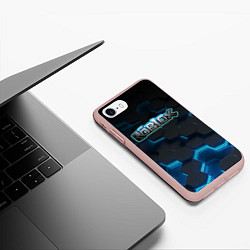 Чехол iPhone 7/8 матовый Roblox Neon Hex, цвет: 3D-светло-розовый — фото 2