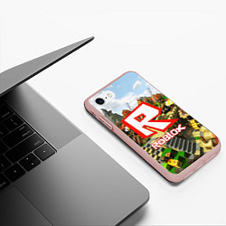 Чехол iPhone 7/8 матовый ROBLOX, цвет: 3D-светло-розовый — фото 2