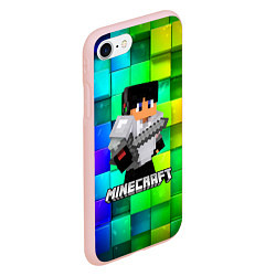 Чехол iPhone 7/8 матовый Minecraft Майнкрафт, цвет: 3D-светло-розовый — фото 2