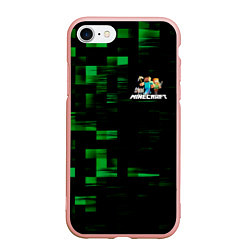 Чехол iPhone 7/8 матовый MINECRAFT, цвет: 3D-светло-розовый