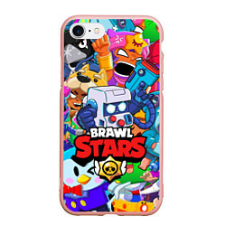 Чехол iPhone 7/8 матовый BRAWL STARS 8-BIT, цвет: 3D-светло-розовый