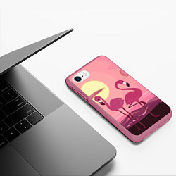 Чехол iPhone 7/8 матовый Фламинго, цвет: 3D-малиновый — фото 2