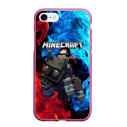 Чехол iPhone 7/8 матовый Minecraft Майнкрафт, цвет: 3D-малиновый