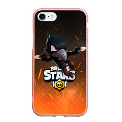 Чехол iPhone 7/8 матовый Brawl Stars Crow Ворон, цвет: 3D-светло-розовый