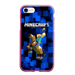 Чехол iPhone 7/8 матовый MINECRAFT, цвет: 3D-малиновый