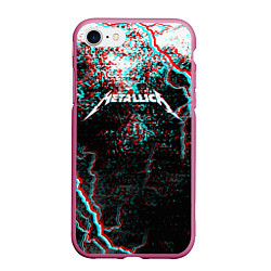 Чехол iPhone 7/8 матовый METALLICA GLITCH STORM, цвет: 3D-малиновый