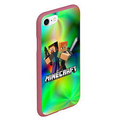 Чехол iPhone 7/8 матовый MINECRAFT, цвет: 3D-малиновый — фото 2