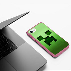 Чехол iPhone 7/8 матовый MINECRAFT, цвет: 3D-малиновый — фото 2