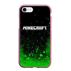 Чехол iPhone 7/8 матовый MINECRAFT, цвет: 3D-малиновый