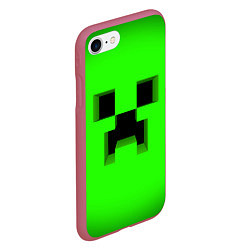 Чехол iPhone 7/8 матовый MINECRAFT, цвет: 3D-малиновый — фото 2