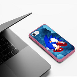 Чехол iPhone 7/8 матовый Sonic, цвет: 3D-малиновый — фото 2