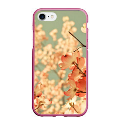Чехол iPhone 7/8 матовый Flowers, цвет: 3D-малиновый