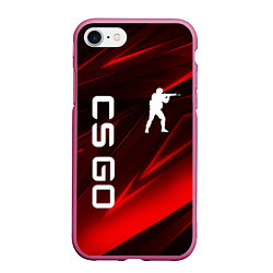 Чехол iPhone 7/8 матовый CS GO, цвет: 3D-малиновый