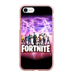 Чехол iPhone 7/8 матовый Fortnite, цвет: 3D-светло-розовый