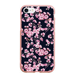 Чехол iPhone 7/8 матовый Сакура, цвет: 3D-светло-розовый