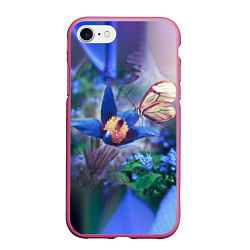 Чехол iPhone 7/8 матовый Бабочка, цвет: 3D-малиновый