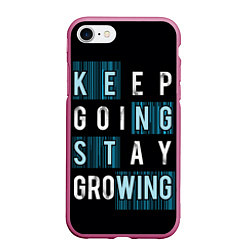 Чехол iPhone 7/8 матовый Keep going stay growing, цвет: 3D-малиновый