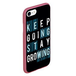 Чехол iPhone 7/8 матовый Keep going stay growing, цвет: 3D-малиновый — фото 2