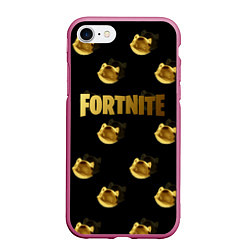 Чехол iPhone 7/8 матовый Fortnite gold, цвет: 3D-малиновый