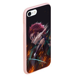 Чехол iPhone 7/8 матовый KIMETSU NO YAIBA, цвет: 3D-светло-розовый — фото 2