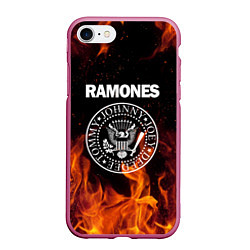 Чехол iPhone 7/8 матовый Ramones, цвет: 3D-малиновый