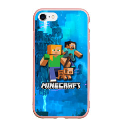 Чехол iPhone 7/8 матовый Minecraft Майнкрафт, цвет: 3D-светло-розовый