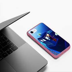 Чехол iPhone 7/8 матовый ДОКТОР И КЛАРА И ТАРДИС, цвет: 3D-малиновый — фото 2
