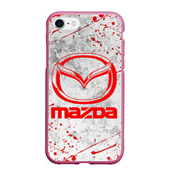 Чехол iPhone 7/8 матовый MAZDA RED LOGO, цвет: 3D-малиновый