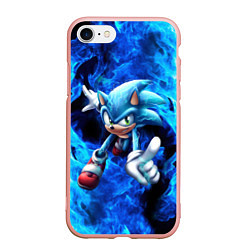 Чехол iPhone 7/8 матовый Blue Sonic, цвет: 3D-светло-розовый