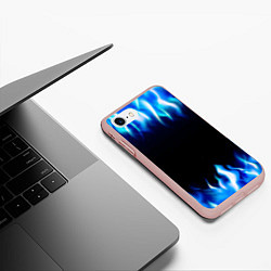 Чехол iPhone 7/8 матовый Синий Огонь, цвет: 3D-светло-розовый — фото 2