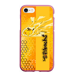 Чехол iPhone 7/8 матовый Pikachu, цвет: 3D-малиновый