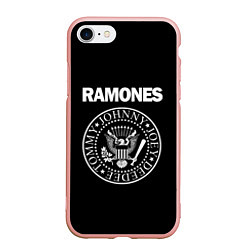 Чехол iPhone 7/8 матовый RAMONES, цвет: 3D-светло-розовый