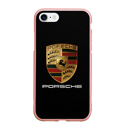 Чехол iPhone 7/8 матовый PORSCHE, цвет: 3D-светло-розовый