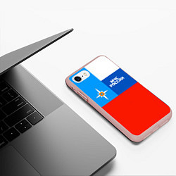 Чехол iPhone 7/8 матовый Флаг МЧС России, цвет: 3D-светло-розовый — фото 2