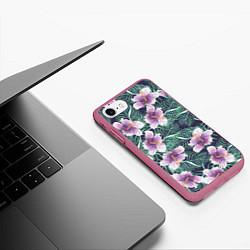 Чехол iPhone 7/8 матовый Тропический цветок, цвет: 3D-малиновый — фото 2