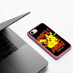 Чехол iPhone 7/8 матовый ПИКАЧУ, цвет: 3D-малиновый — фото 2